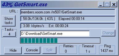 GetSmart - The download box of a splitted session - screen shot